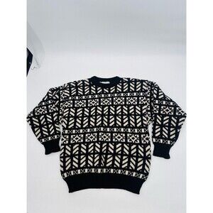 Vintage National Trust‎ Sweater Mens L Wool Geometric  grandpa RARE Britain 90s